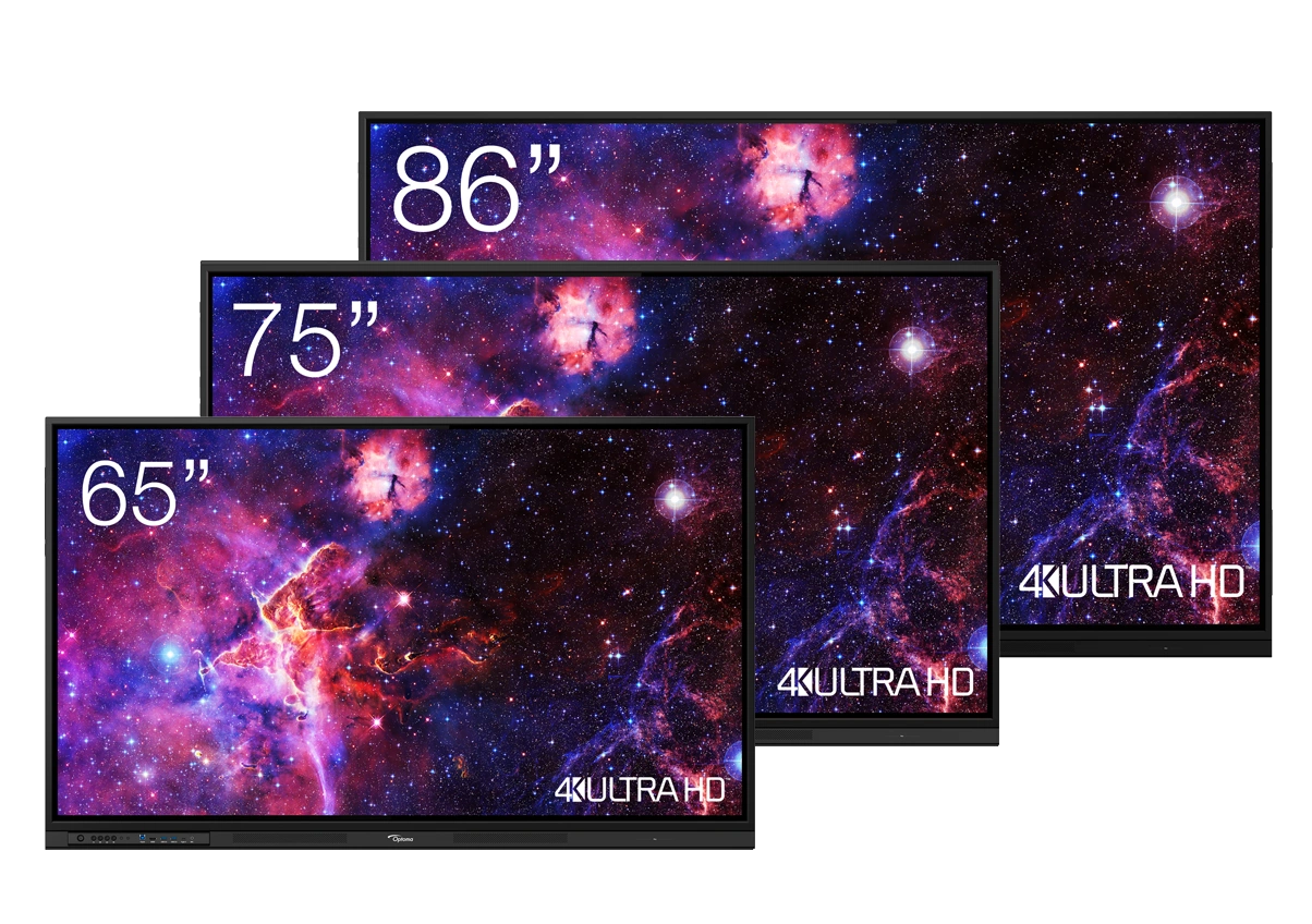 Three series models: 65 inch, 75 inch and 86 inch side by side